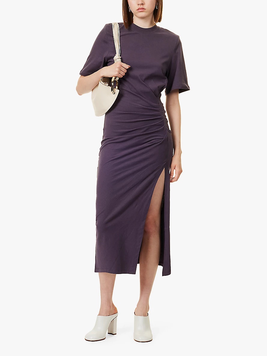 Lexia ruched-front organic-cotton midi dress - 2