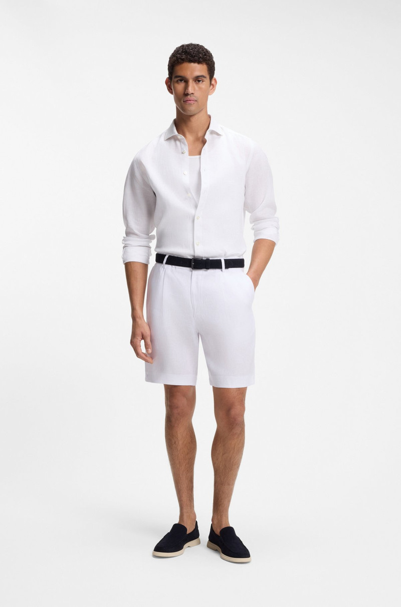 BOSS TAPERED-FIT SHORTS IN LINEN outlook