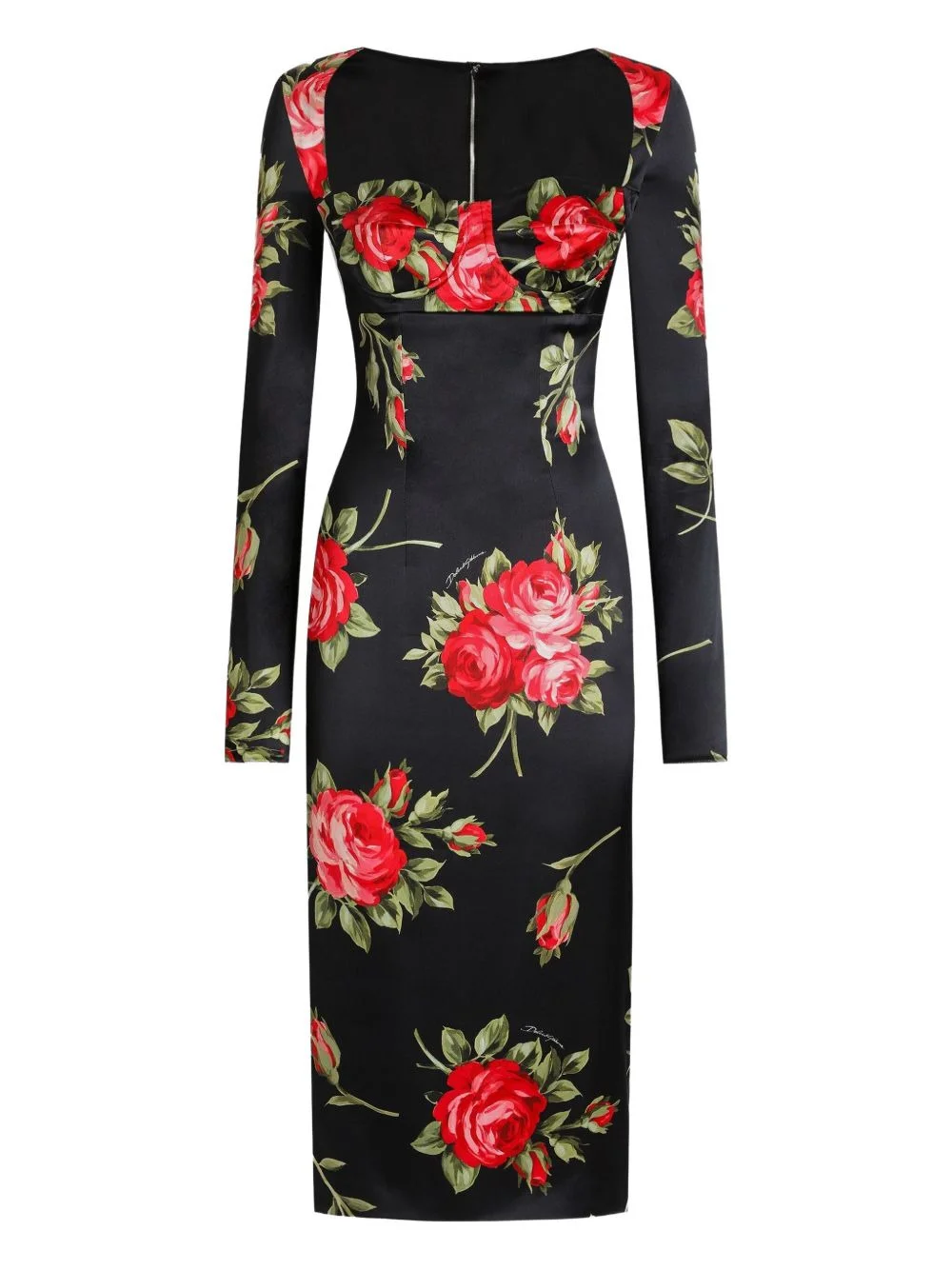 floral-print long-sleeve midi dress - 1