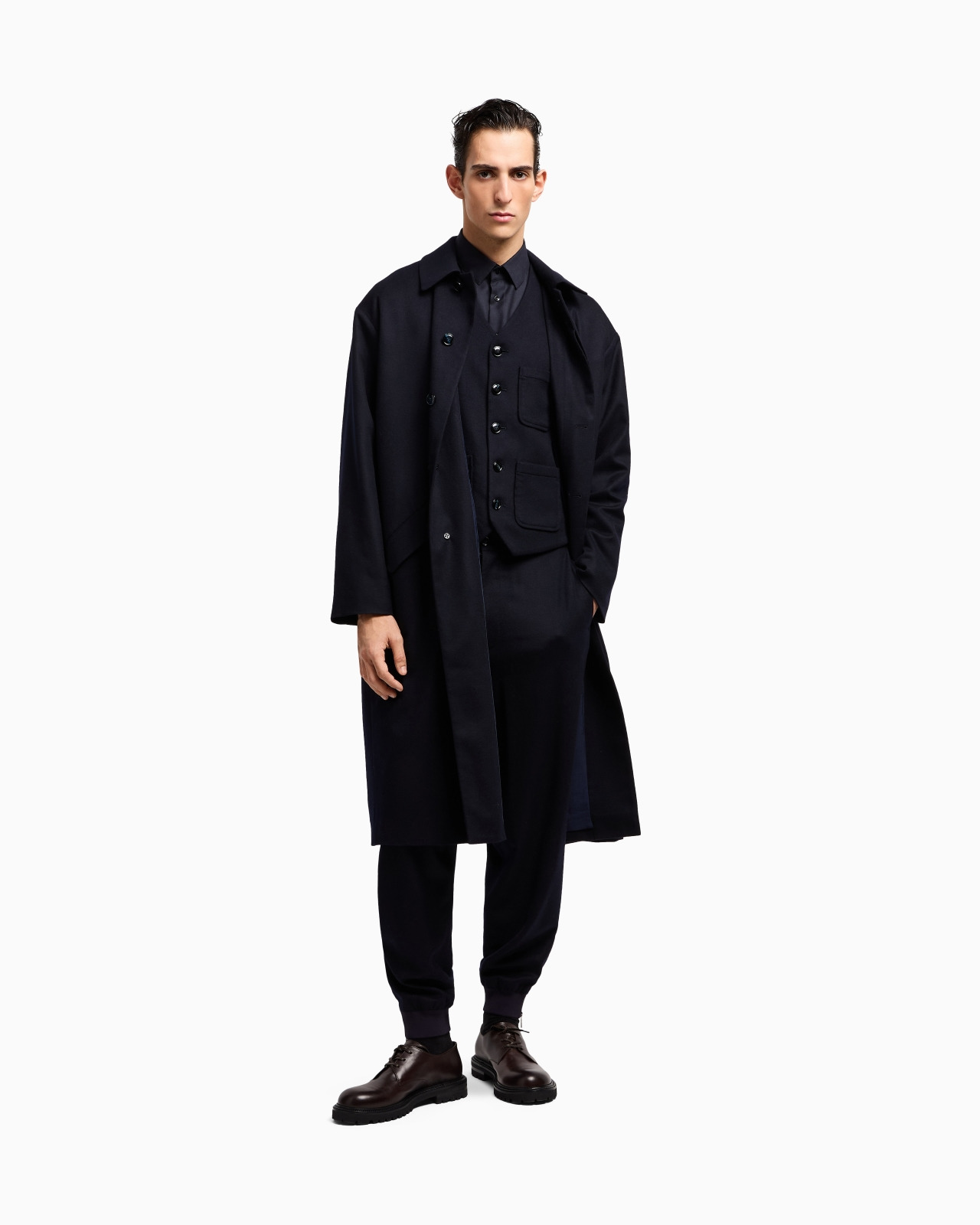 REGULAR-FIT SHIRT IN CASHMERE AND SILK TWILL - 2