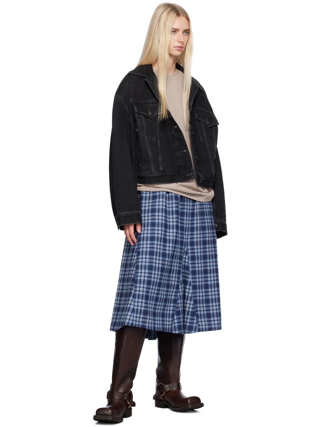 Black Cropped Denim Jacket - 4