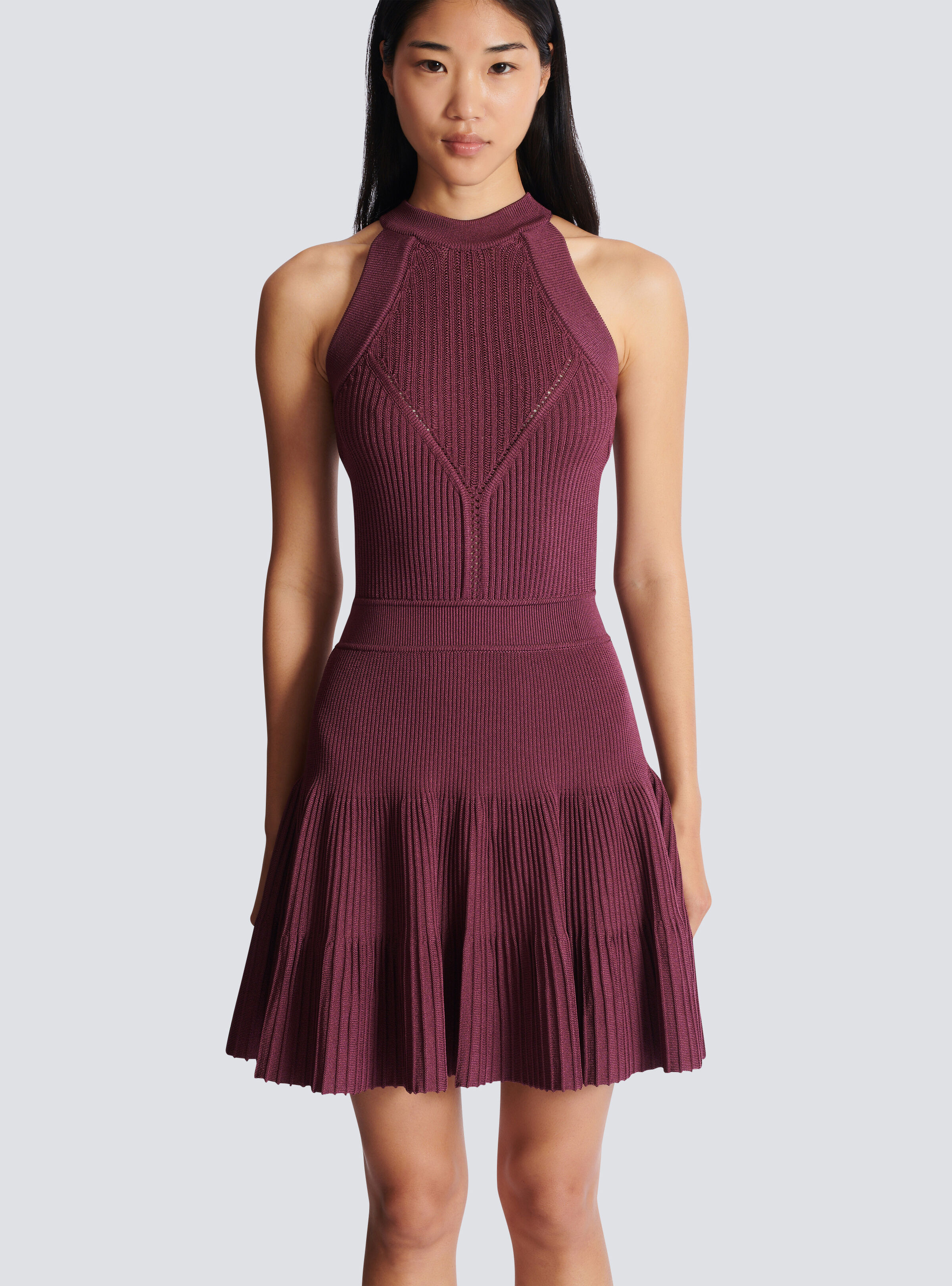 Sleeveless flared dress in openwork knit - 5