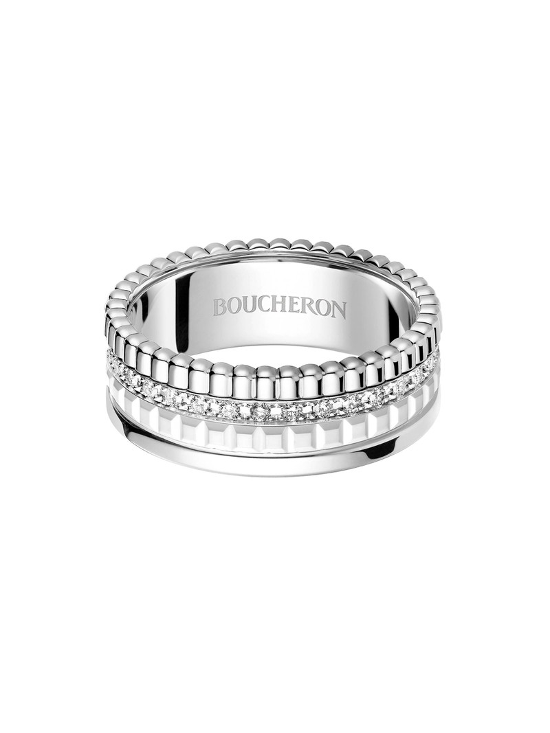 Women's Quatre White Edition 18K White Gold, HyCeram & 0.26 TCW Diamond Ring - White Gold 3