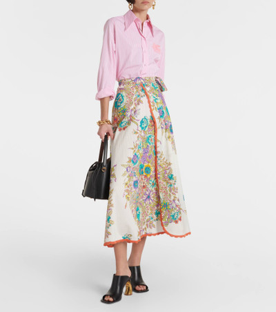 Etro Floral cotton and silk midi skirt outlook