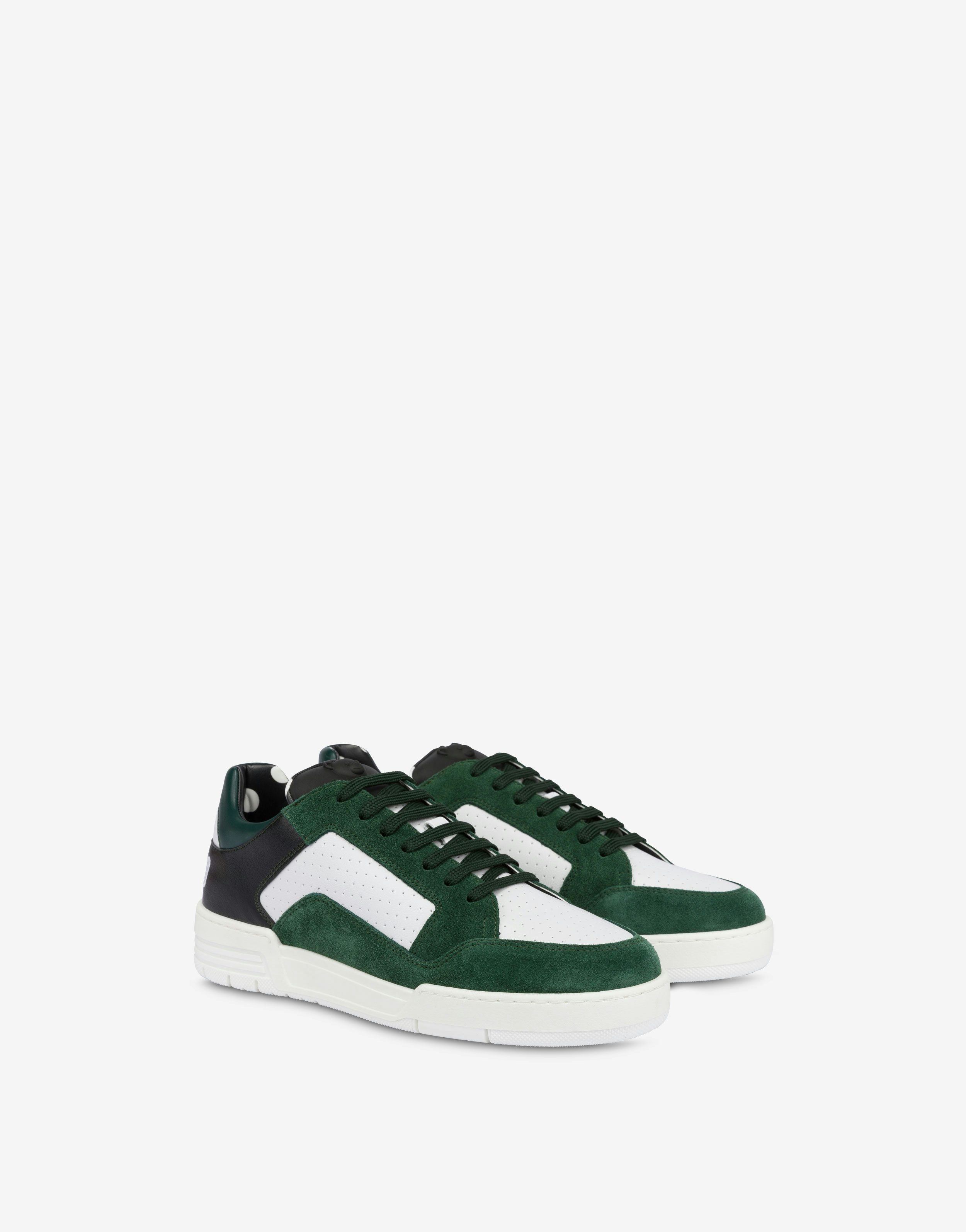CALFSKIN AND SUEDE STREETBALL SNEAKERS - 1