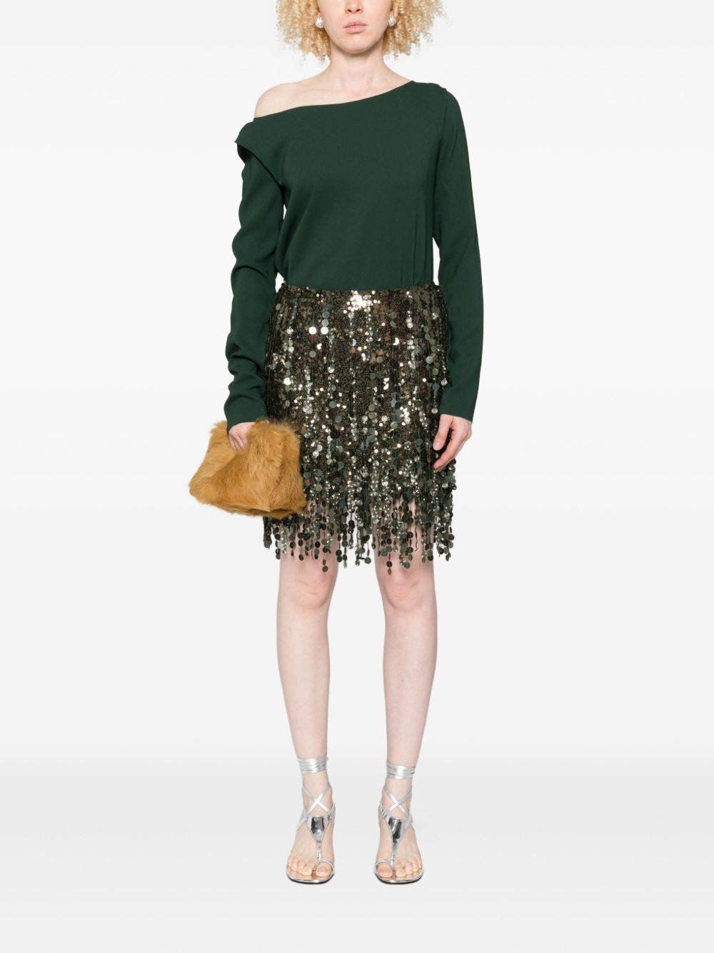 sequin-embellished fringe mini skirt - 2
