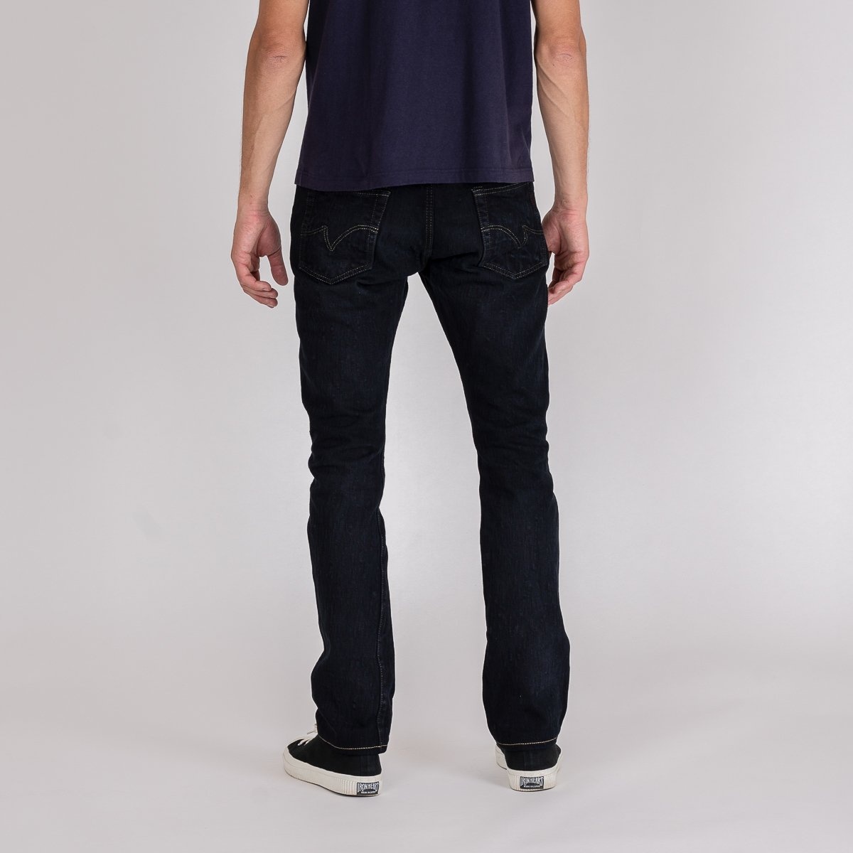 IH-555S-SLBod 16oz Slubby Selvedge Denim Super Slim Cut Jeans - Indigo Overdyed Black - 3