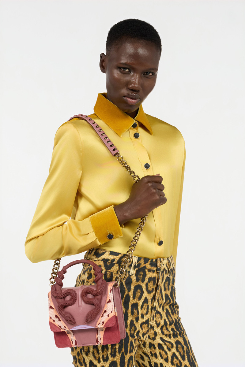 Roberto Cavalli Small Pink Bag With Snakes outlook