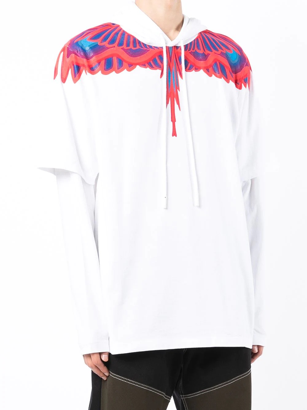 feather-print layered hoodie - 3