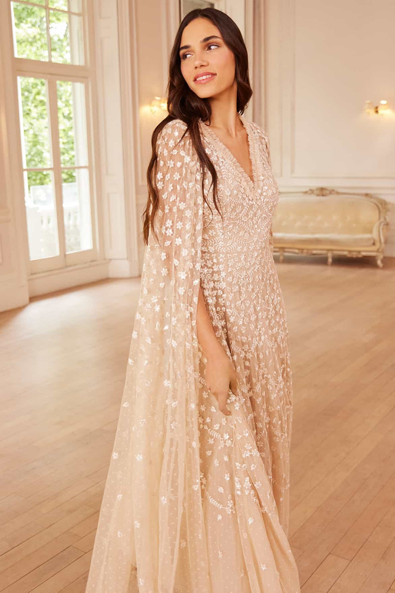 Needle & Thread Clover Cape Sleeve Ankle Gown outlook