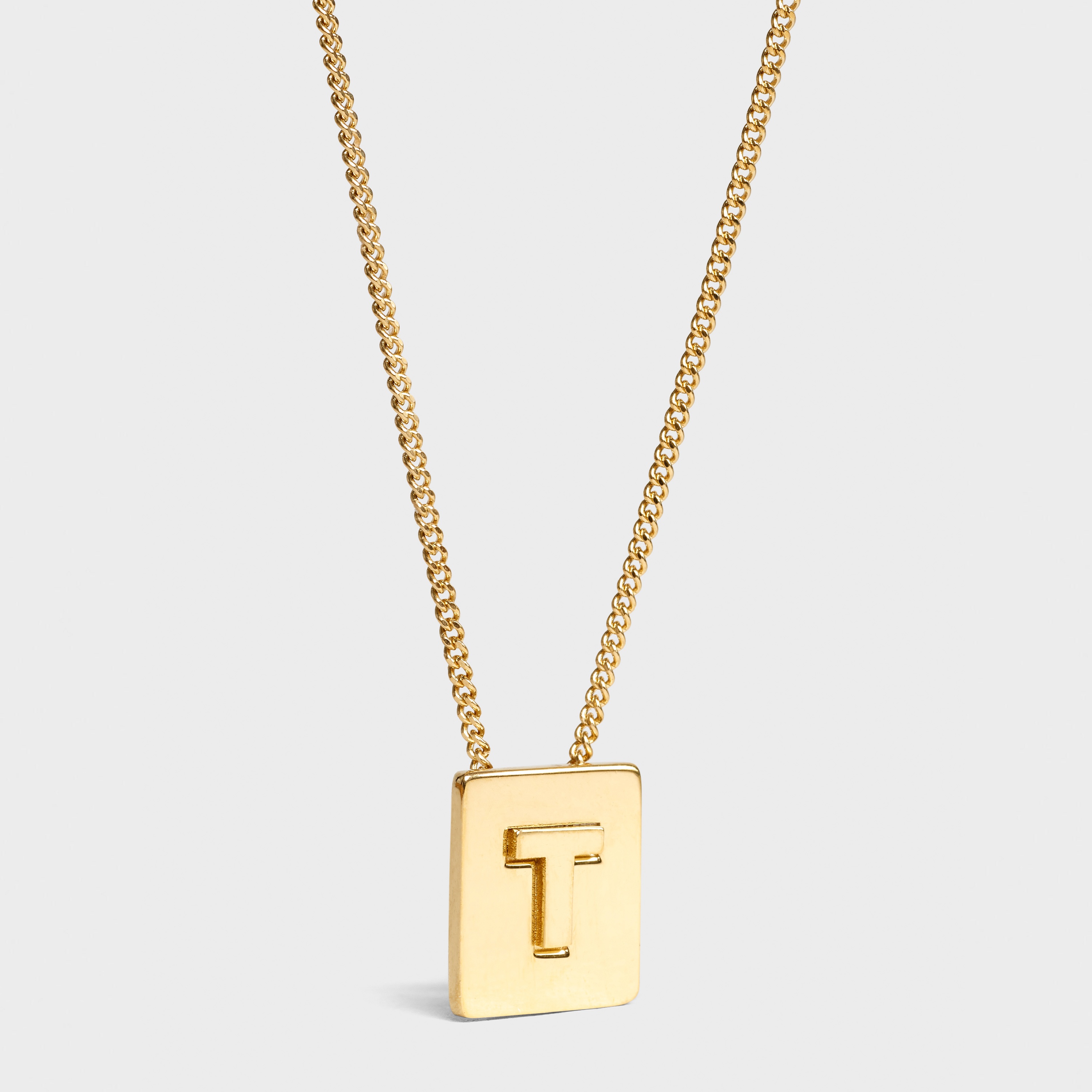 Alphabet T Necklace in Brass with Gold finish - 1