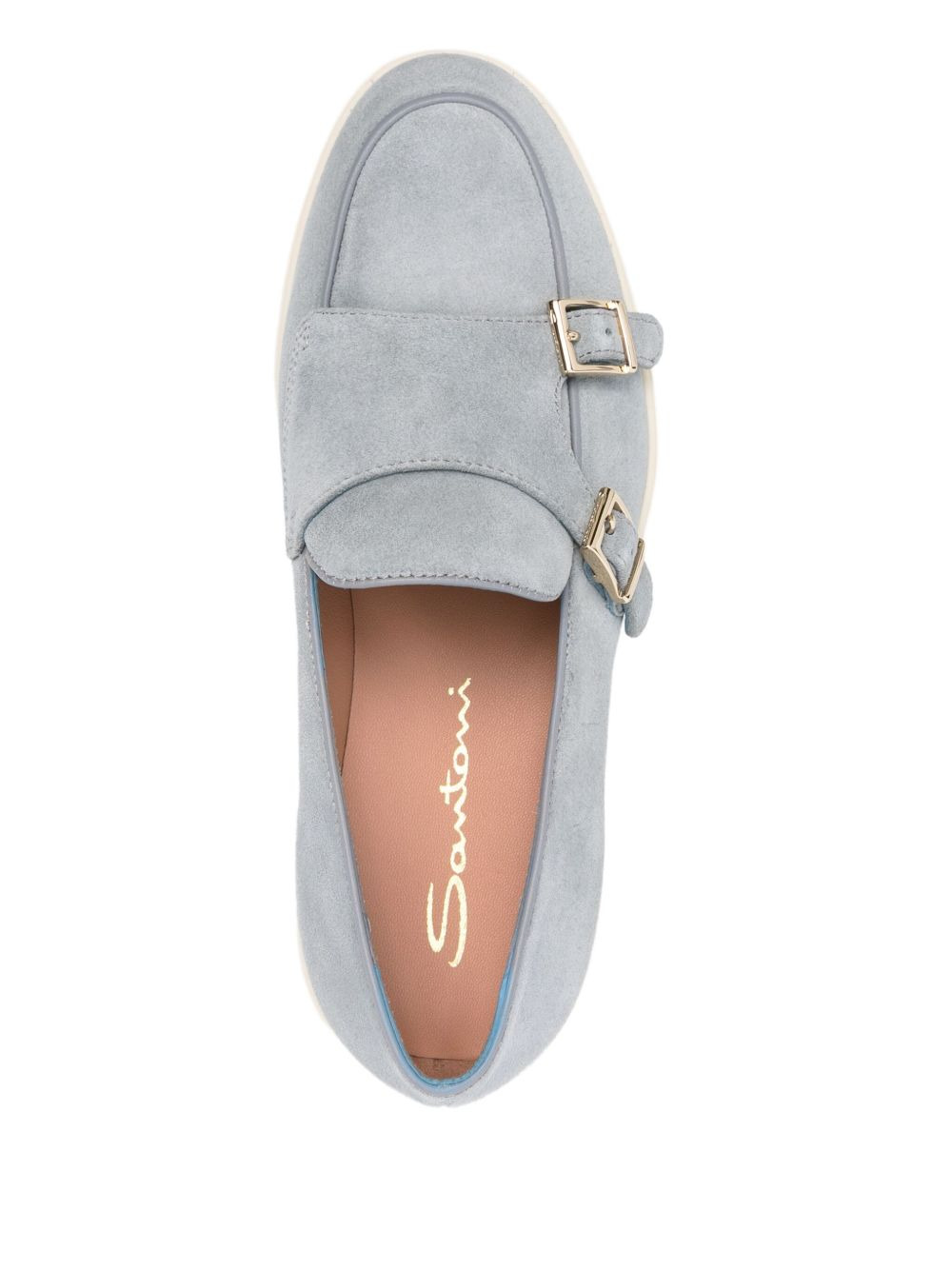 double-buckle suede loafers - 4