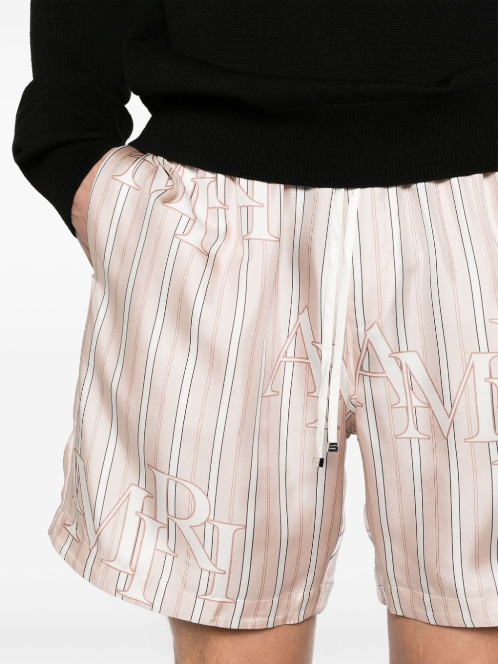 logo-print silk shorts - 5