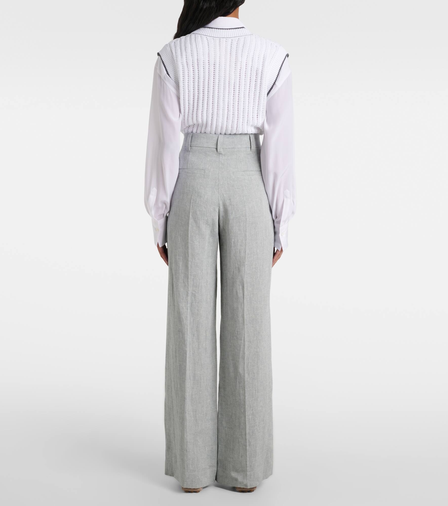 Linen-blend wide-leg pants - 3