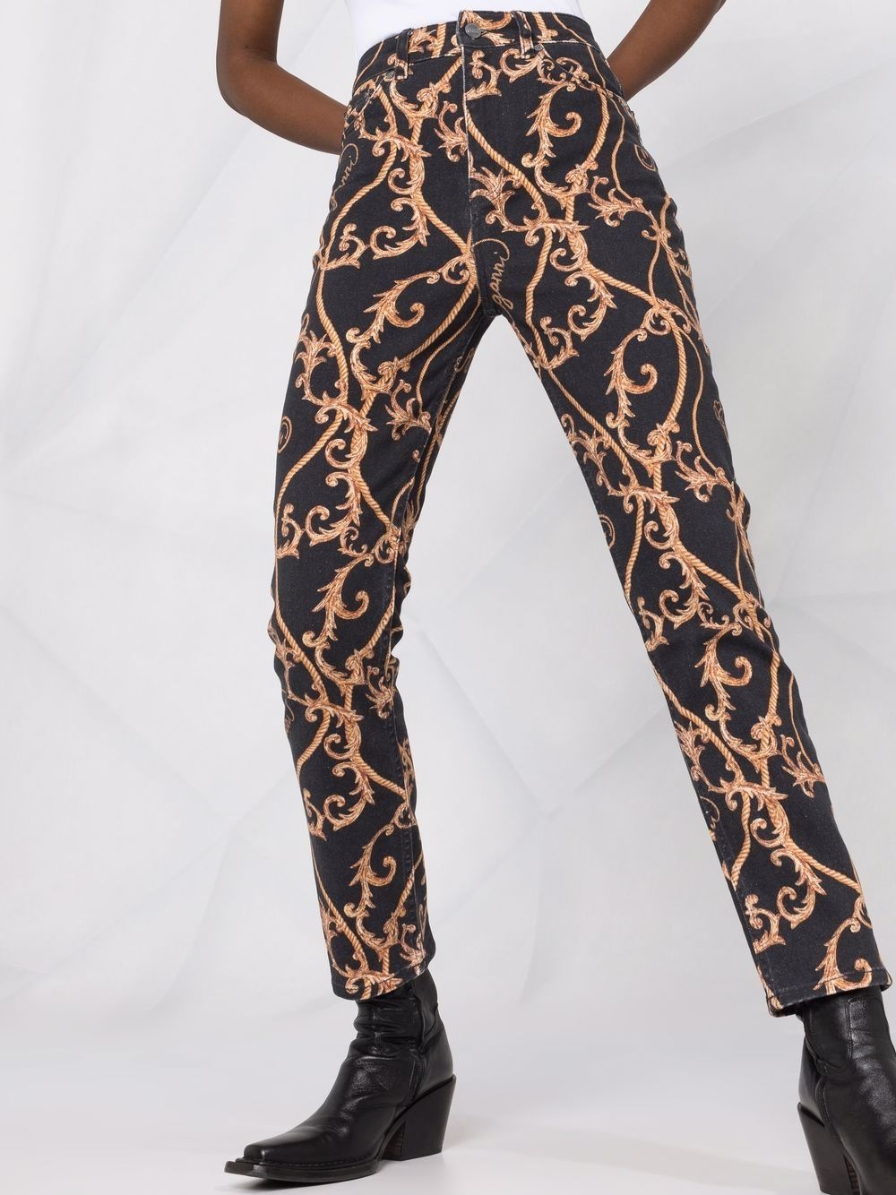 baroque-print jeans - 3