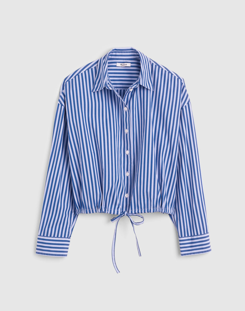 Drawstring Button-Up Shirt in Poplin 1