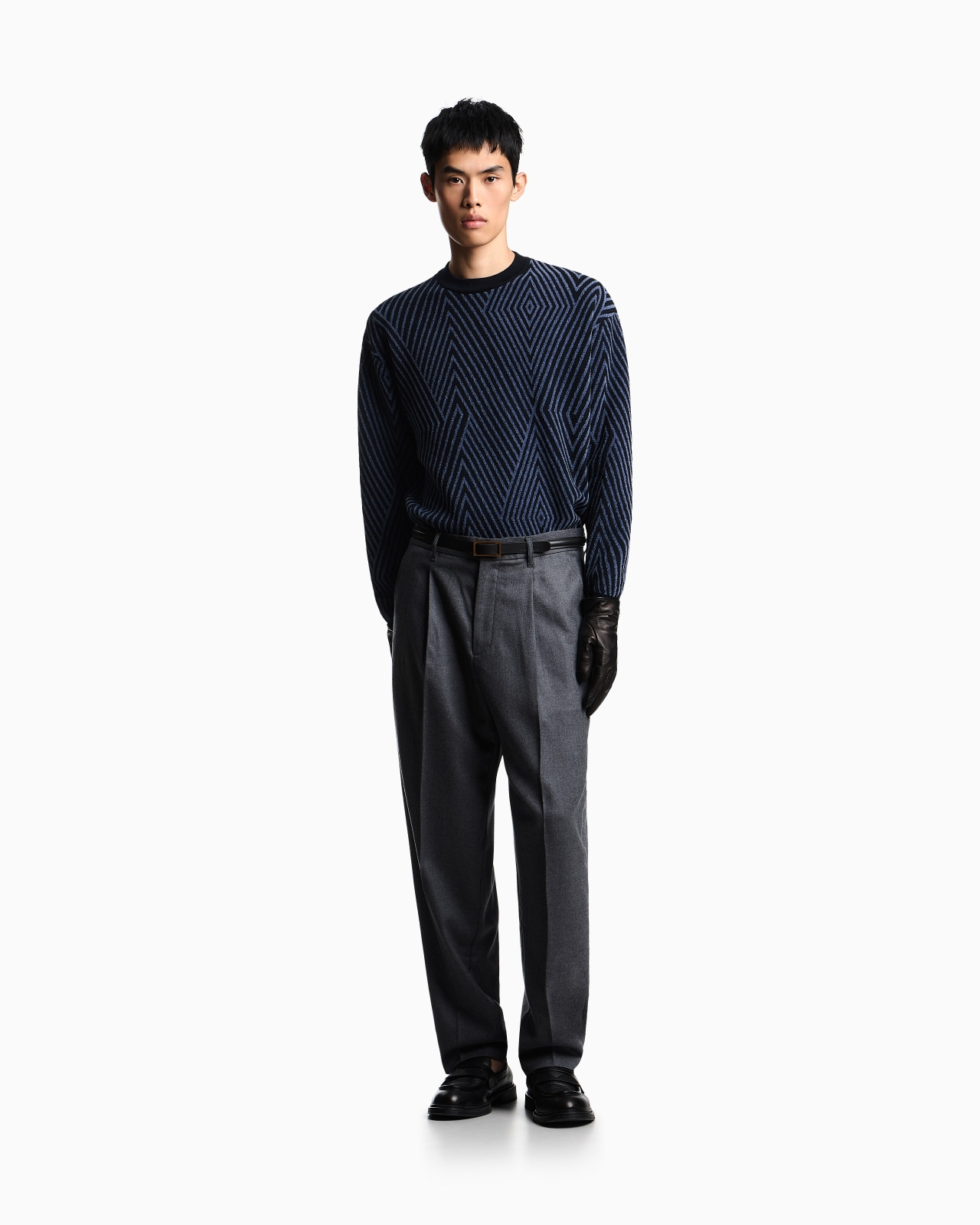 VIRGIN WOOL-BLEND JUMPER WITH OP-ART JACQUARD WITH OVERSIZED DIAMONDS - 2
