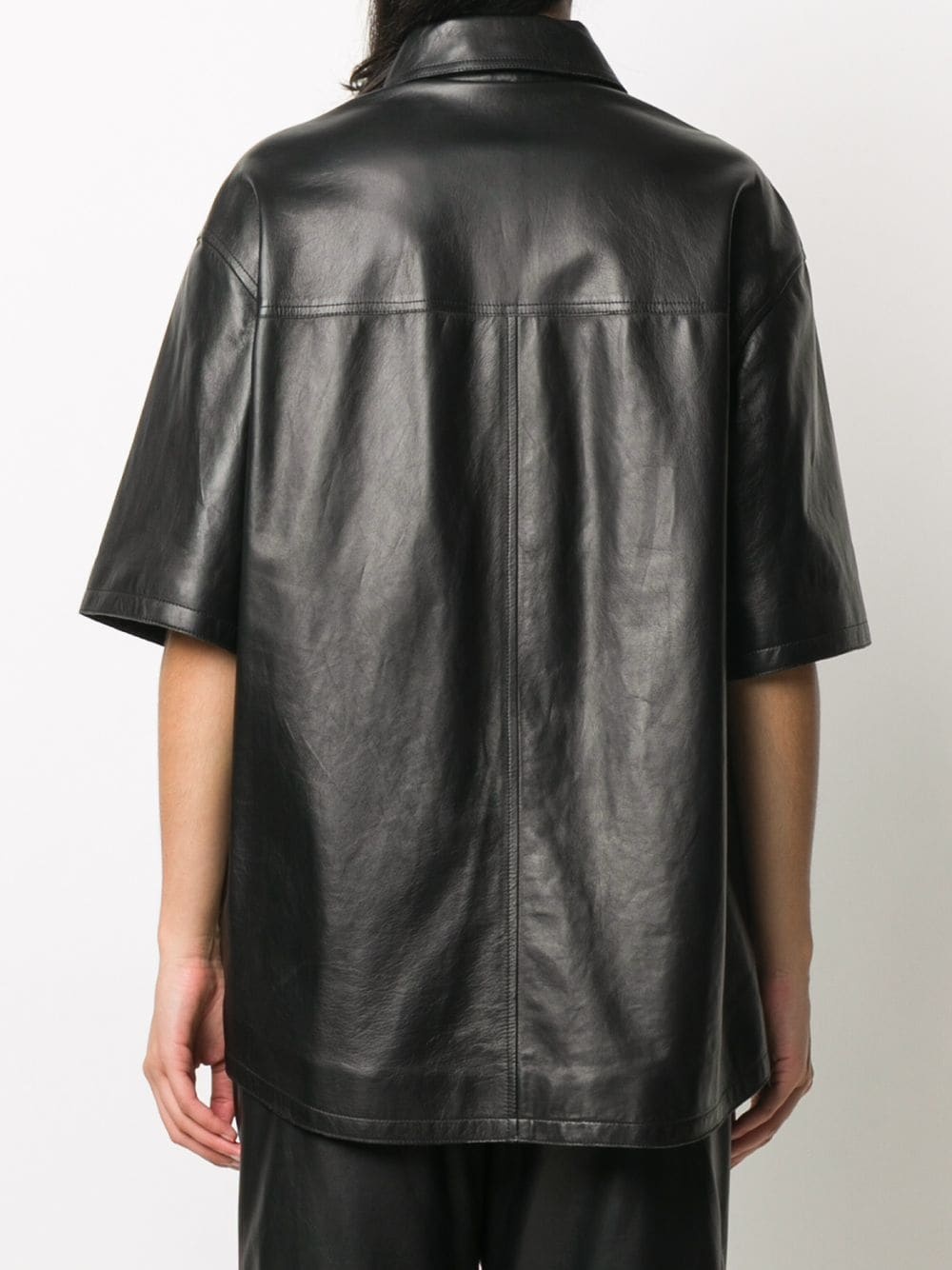 leather short-sleeve shirt - 4