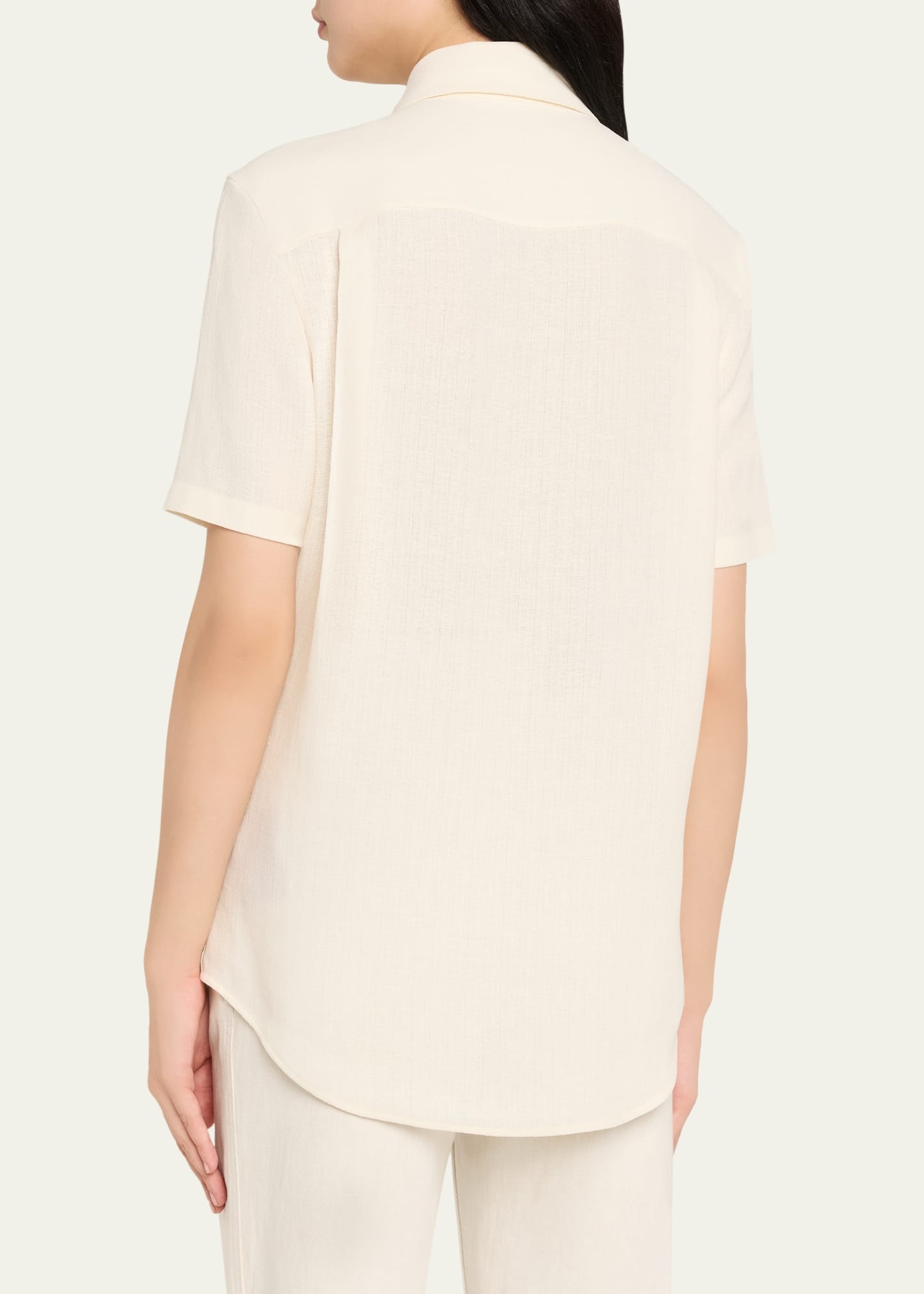 Shirley Short-Sleeve Light Linen Crepe Shirt - 3