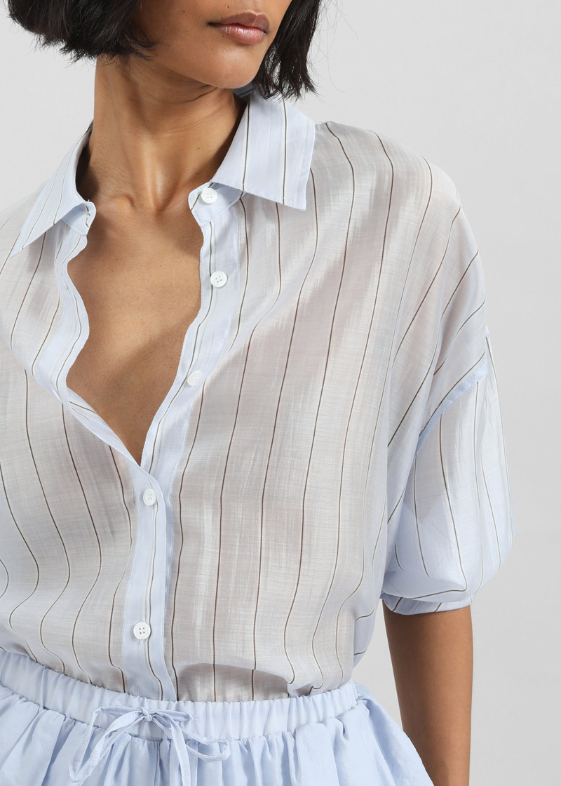 Vranor Light Sheer Shirt - Light Blue/Black Stripe 5