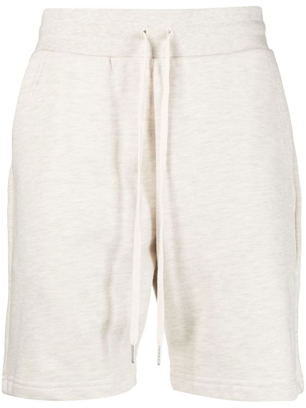 drawstring-waist cotton track shorts - 1