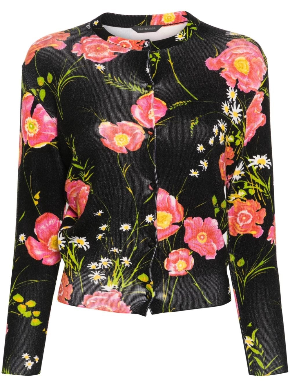 floral-print wool cardigan - 1