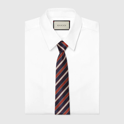 GUCCI Gucci 100 stripe silk jacquard tie outlook