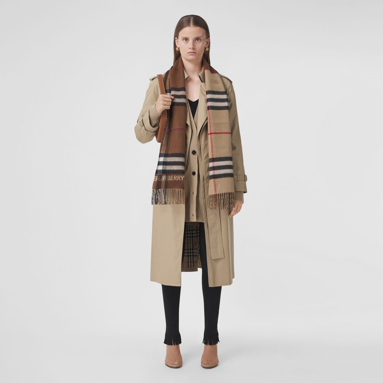 Contrast Check Cashmere Scarf - 7