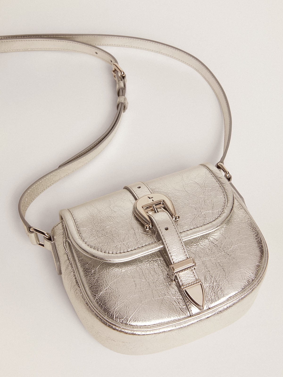 Small Rodeo Bag in silver laminated leather - 5