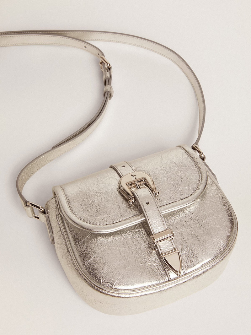 Small Rodeo Bag in silver laminated leather 5