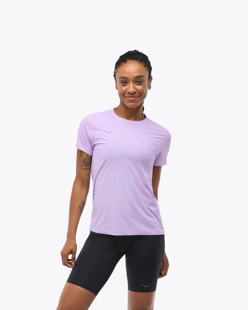 Women's Airolite Run Short Sleeve Shirt in Aster Flower - 1