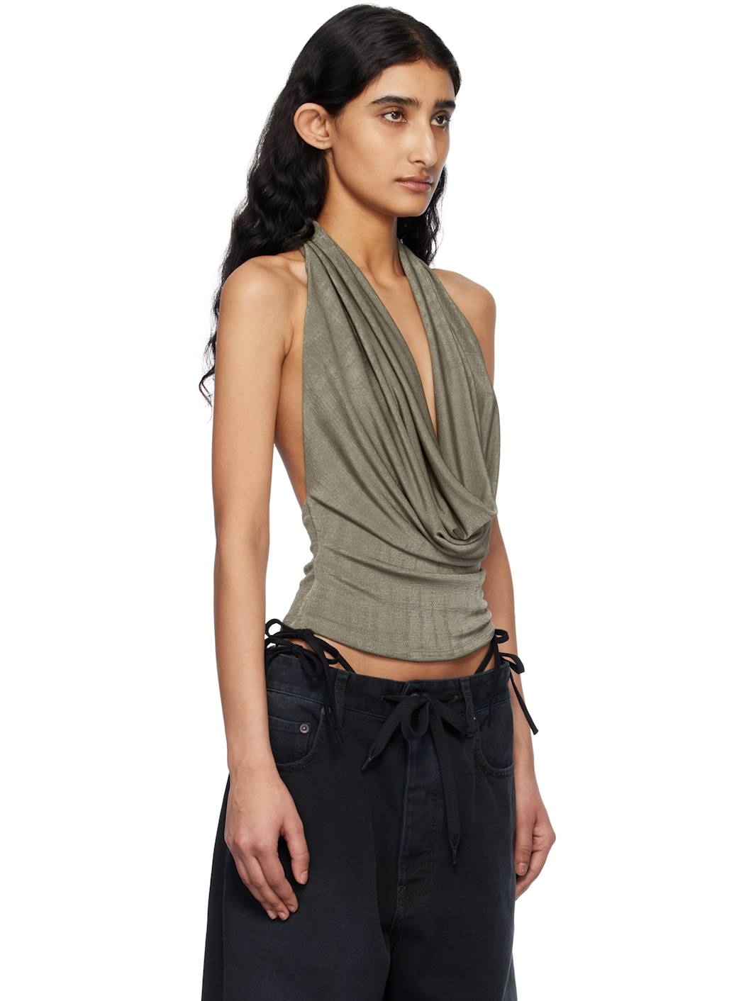 Taupe Cowl Neck Top - 2