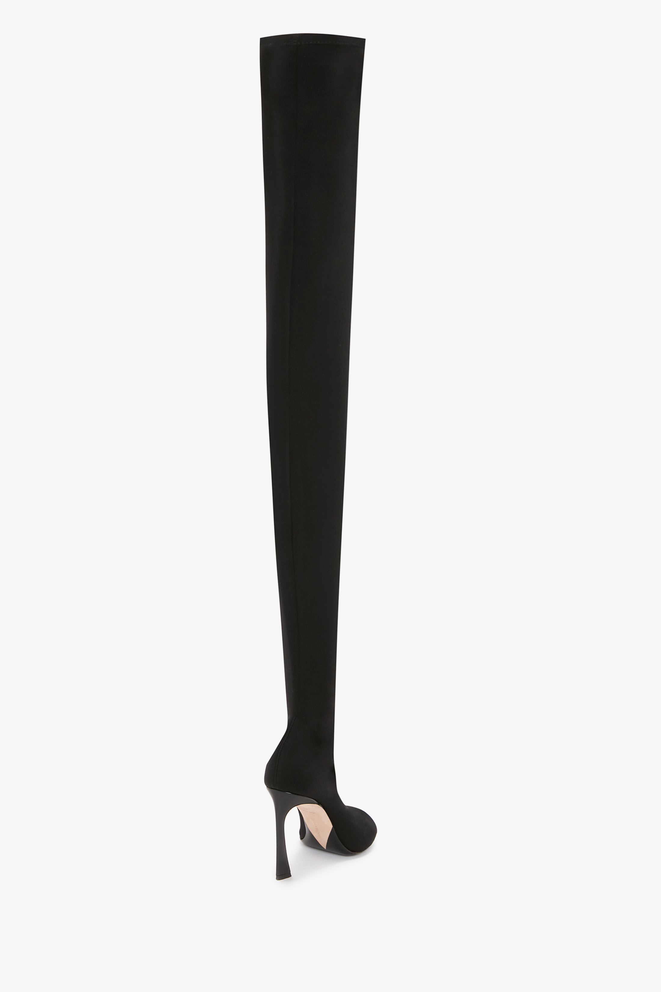 Peep Toe Stretch Jersey Boot In Black - 3