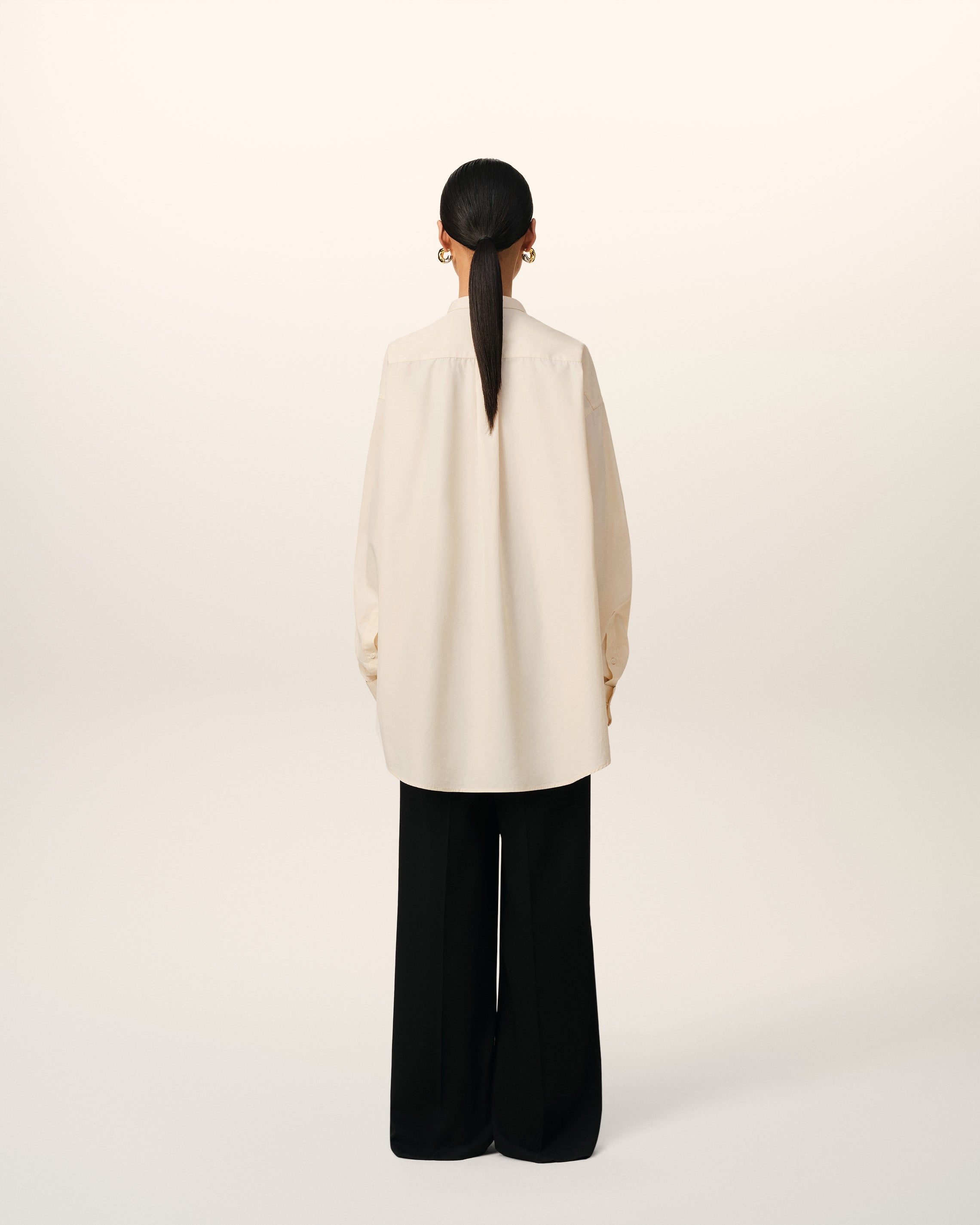 BEIGE COTTON OVERSIZED SHIRT - 5