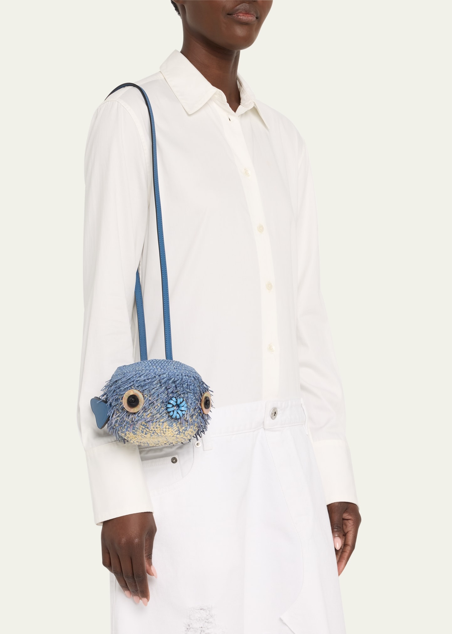 Loewe x Paula's Ibiza Blowfish Pouch Straw Shoulder Bag