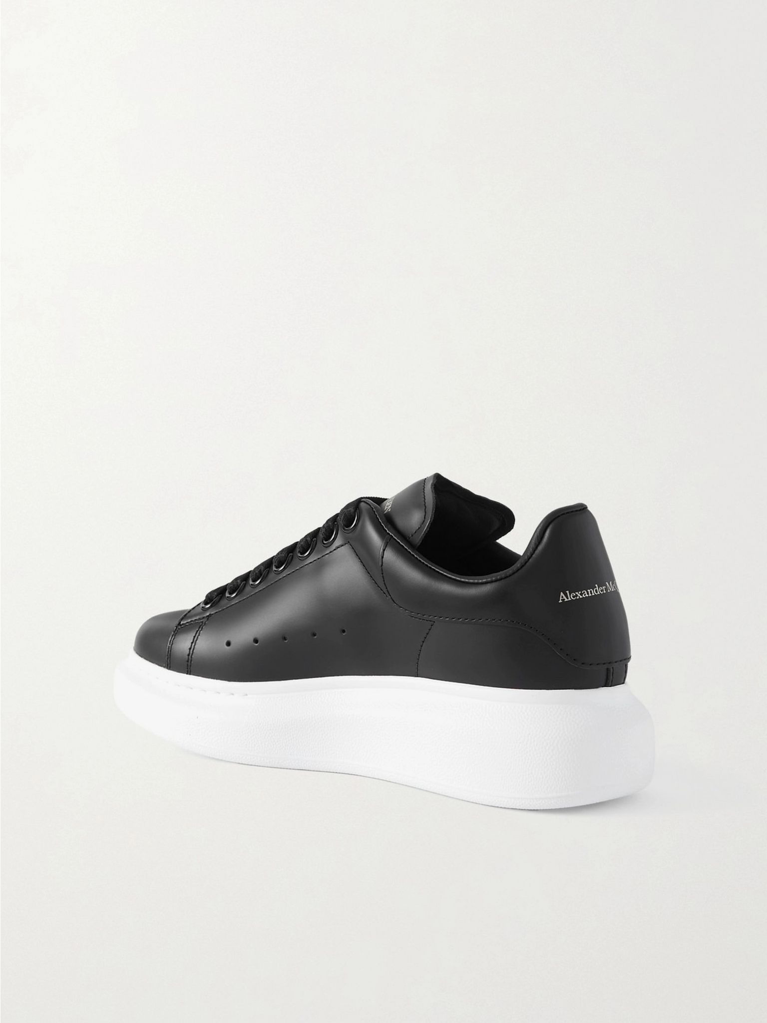 Leather exaggerated-sole sneakers Black - 3