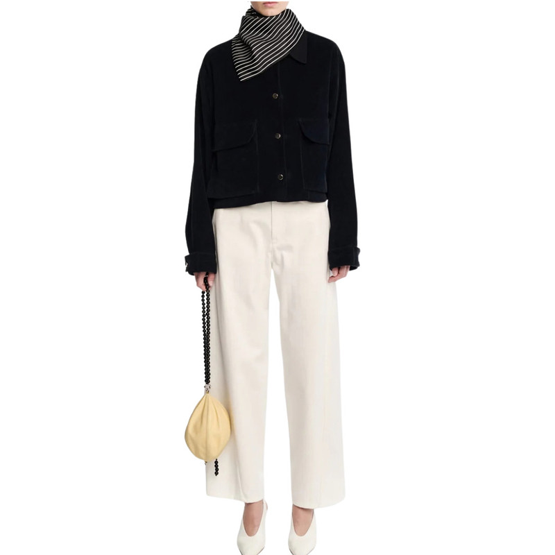 Navy Cropped A-Line Jacket 1