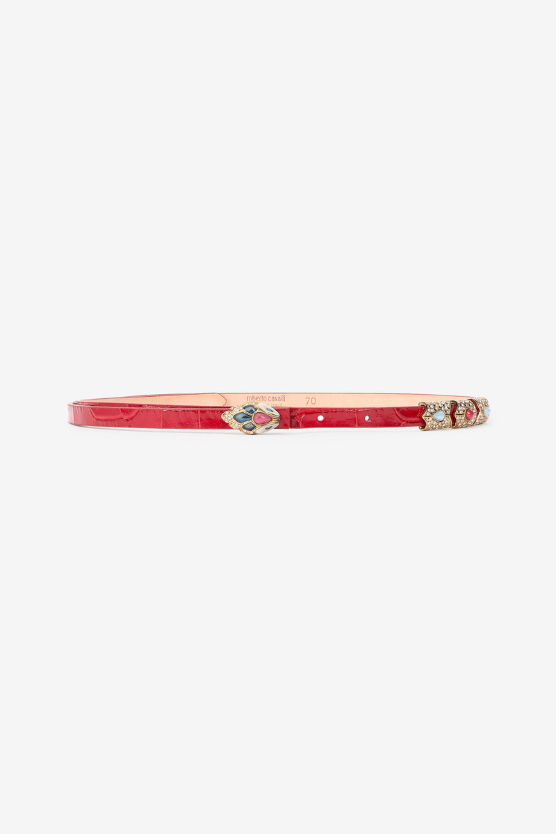 Eastern Red Belt with Serpent Head and Crystals 1