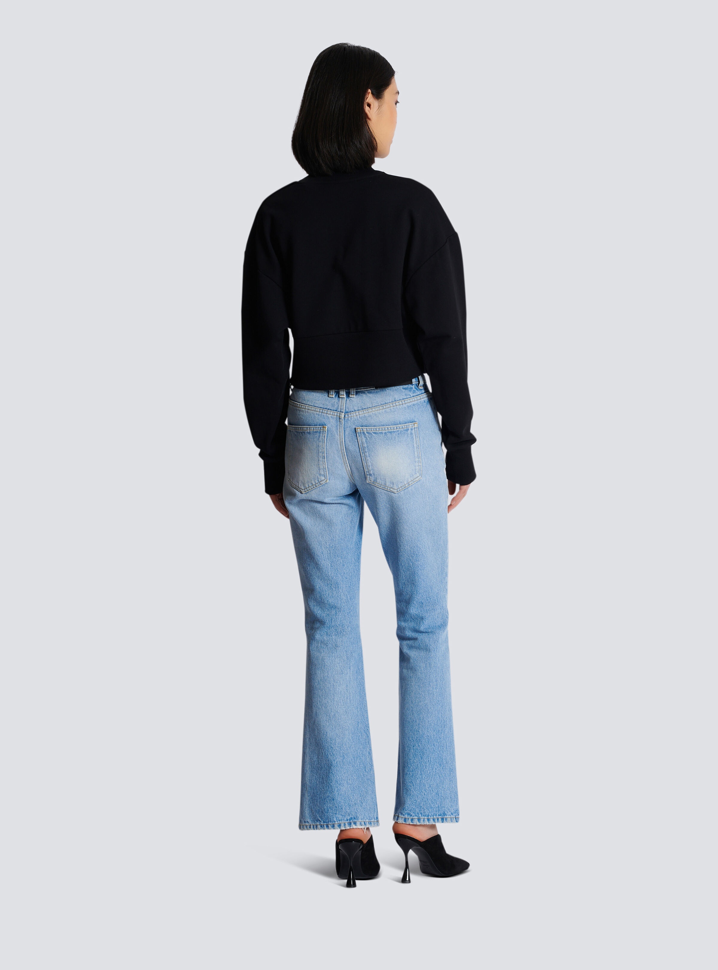 Cropped sweatshirt with Balmain Paris print - 4