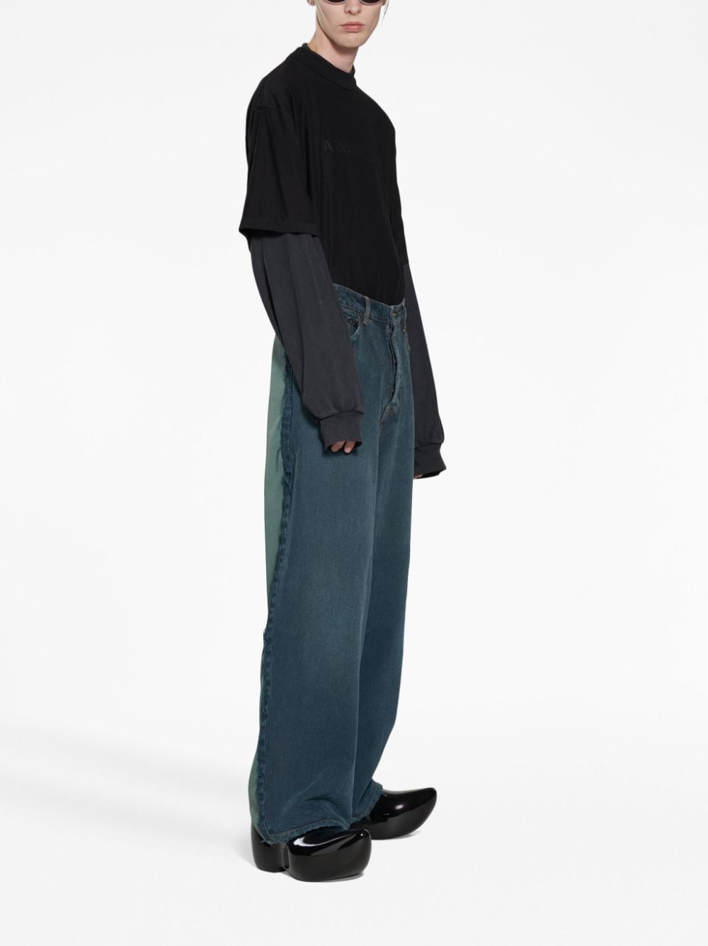 wide-leg panelled jeans - 2