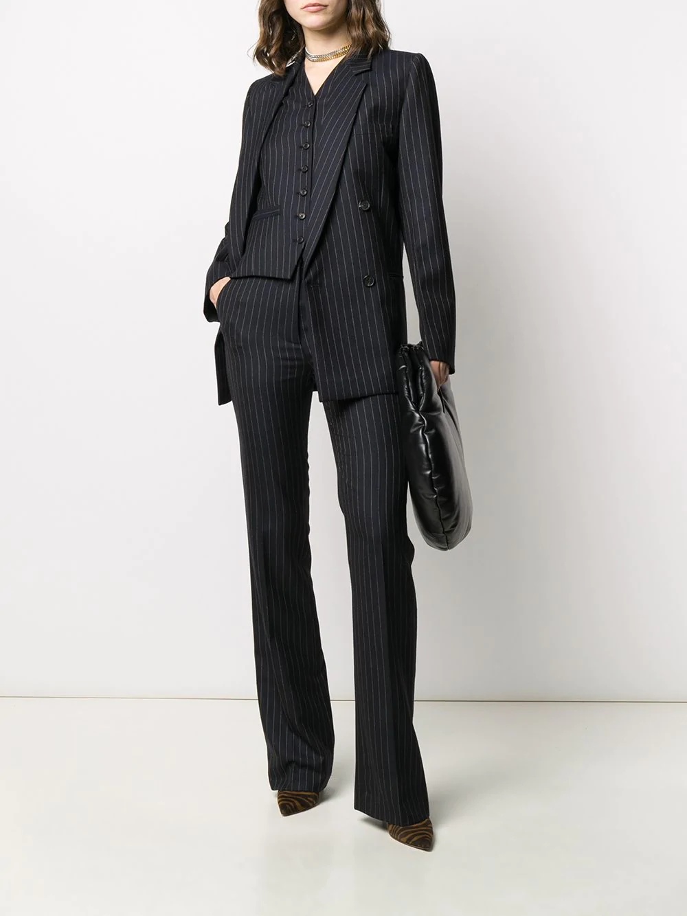 pinstriped bootcut trousers - 2