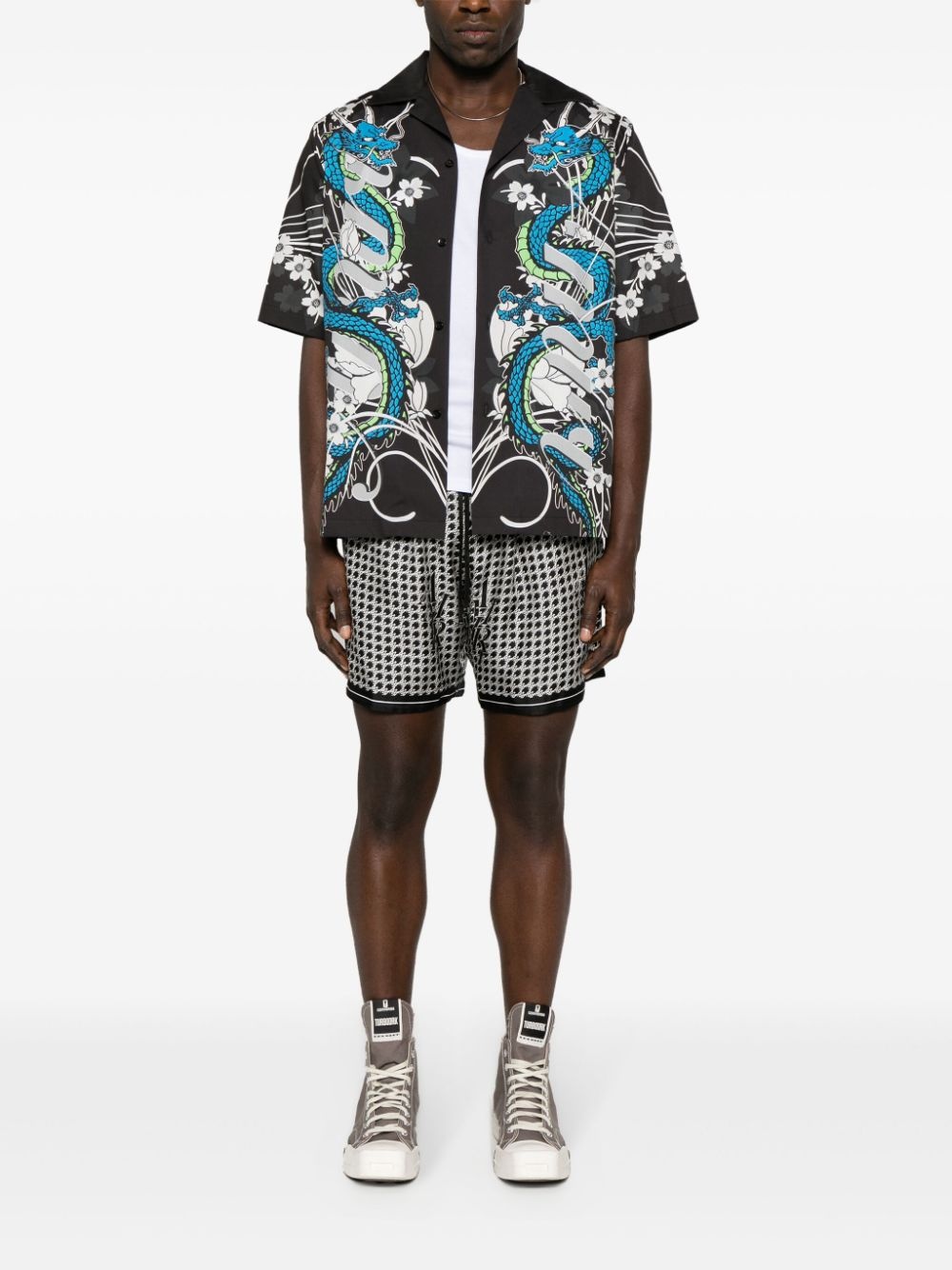 Staggard printed silk shorts - 2