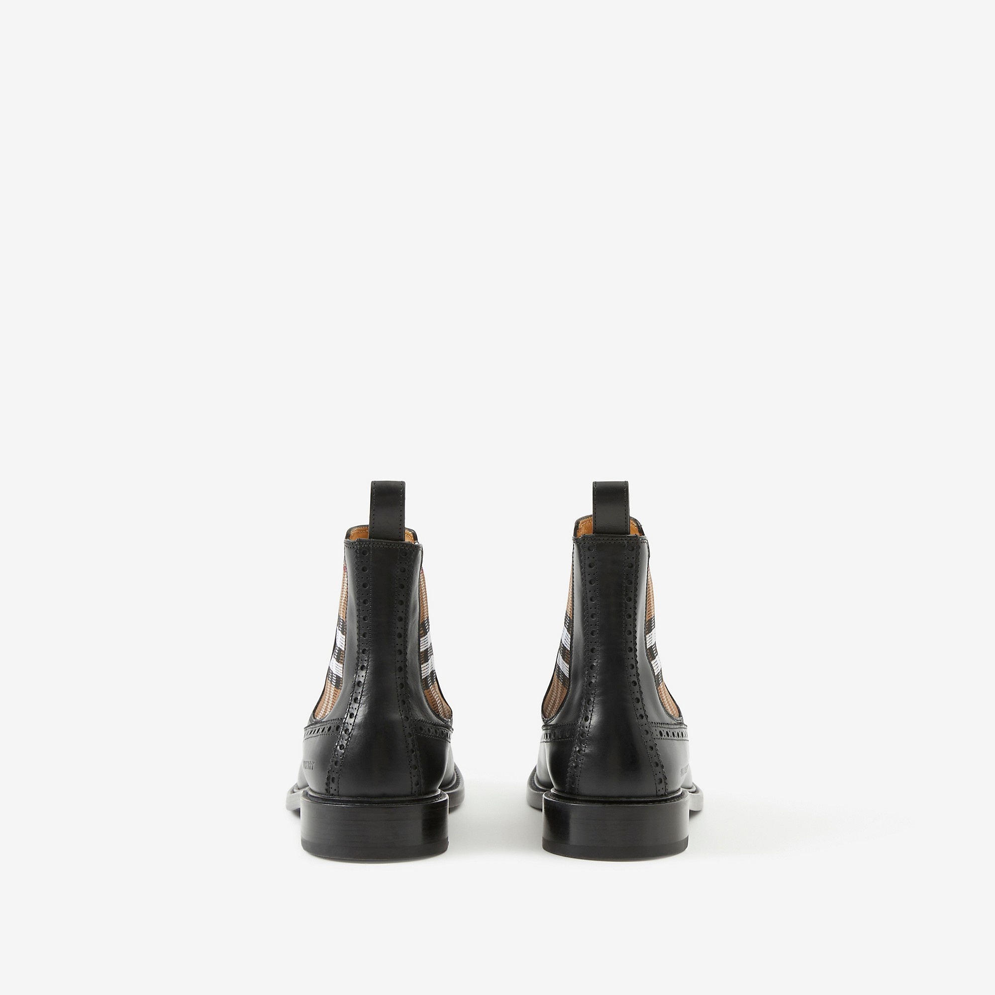 Vintage Check Detail Leather Chelsea Boots - 3