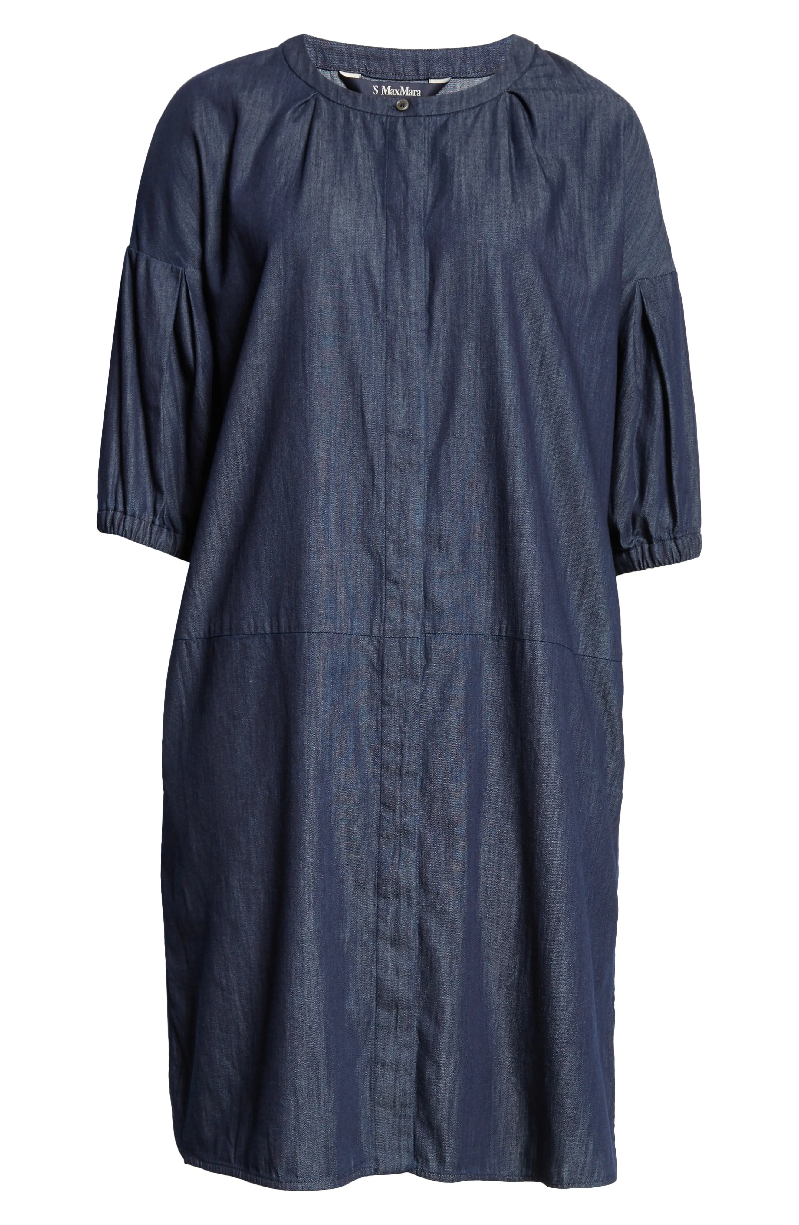 Meringa Puff Sleeve Chambray Shift Dress - 5