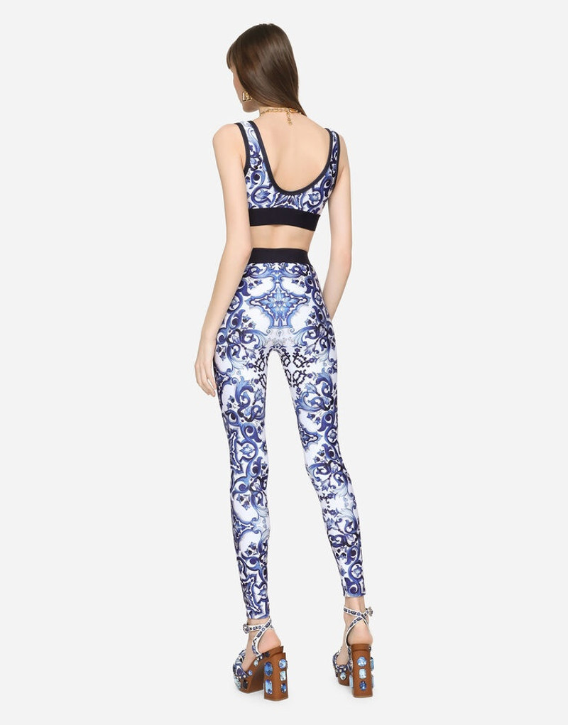 Majolica-print jersey leggings 2