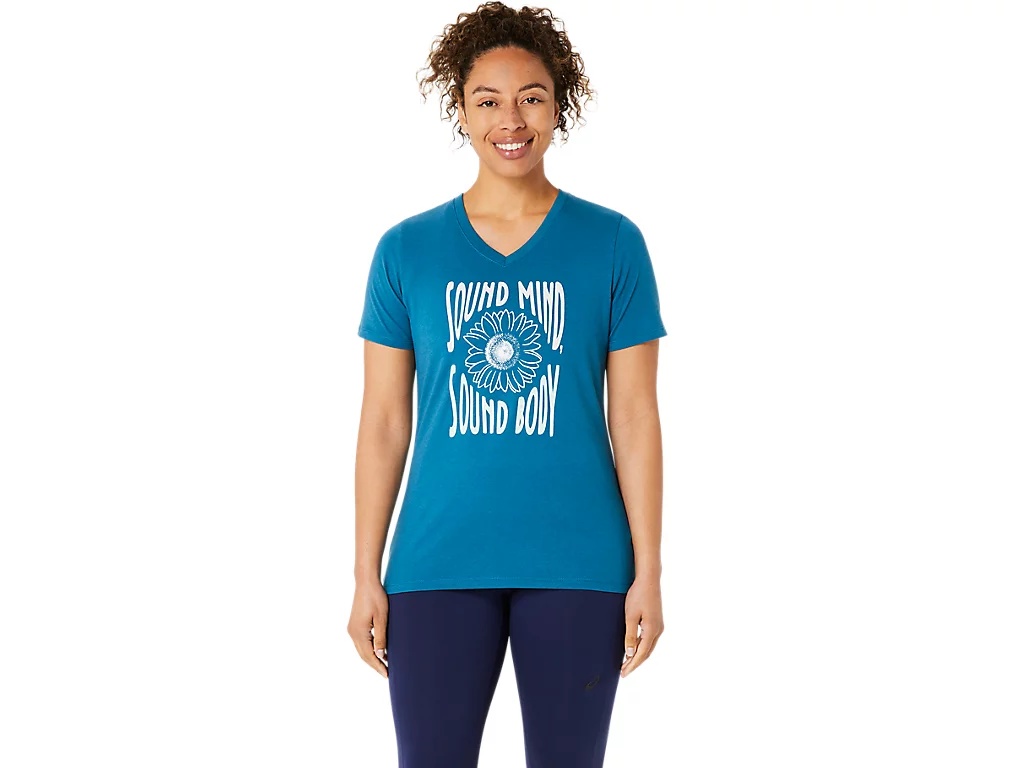 WOMEN'S SUNFLOWER SLOGAN V-NECK - 2