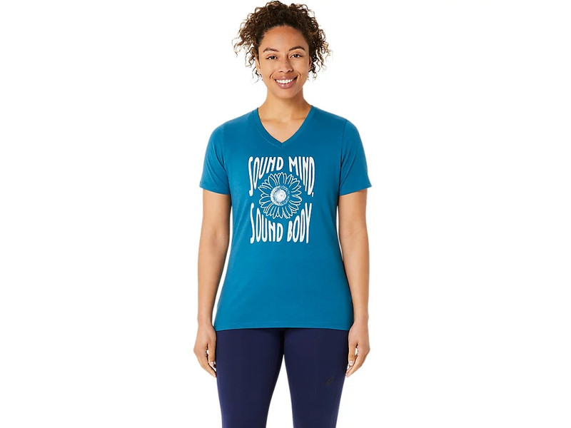 Asics WOMEN'S SUNFLOWER SLOGAN V-NECK outlook