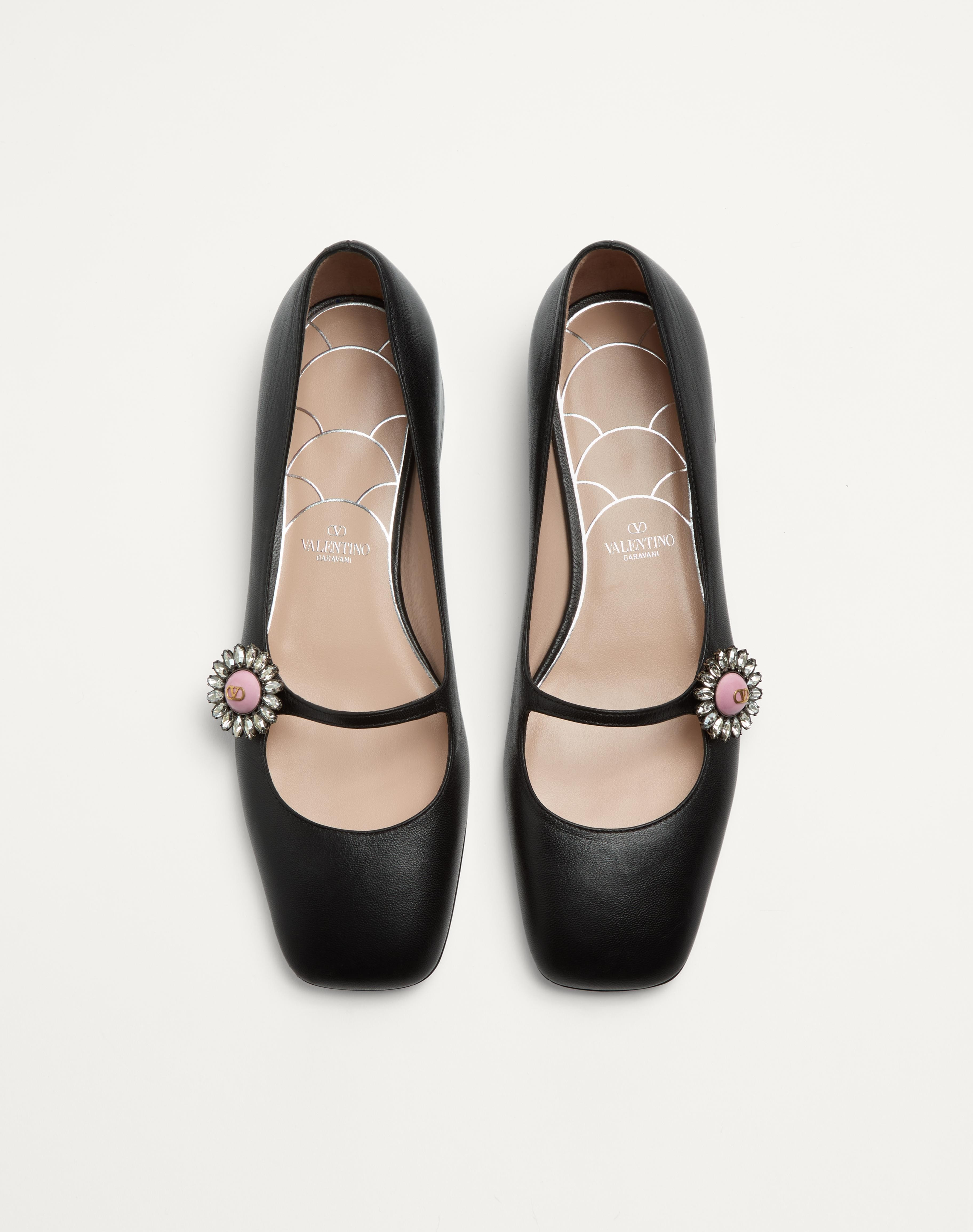 MARY-JANE PRESHOES BALLERINA IN KIDSKIN WITH JEWEL BUTTON 20MM - 5