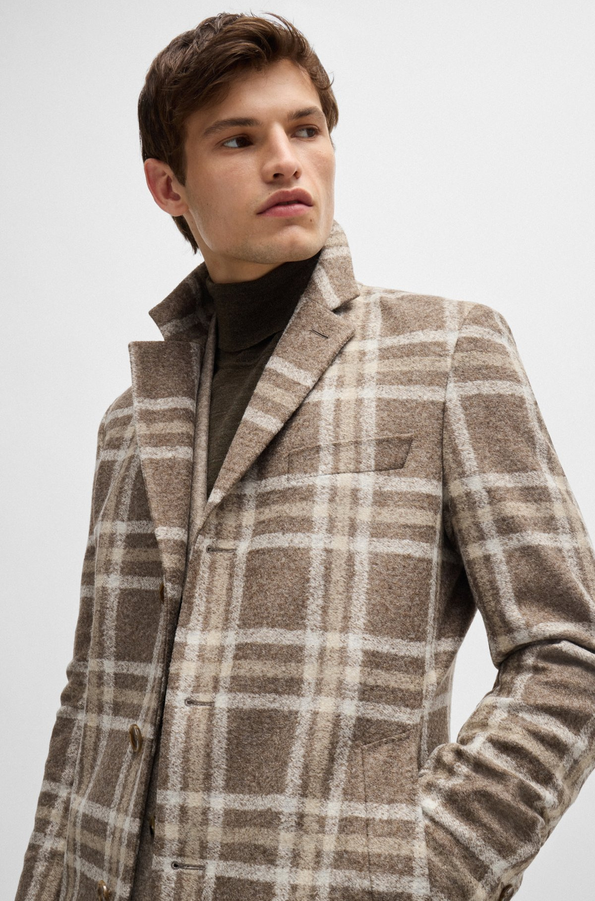 SLIM-FIT COAT WITH ALL-OVER CHECK - 3