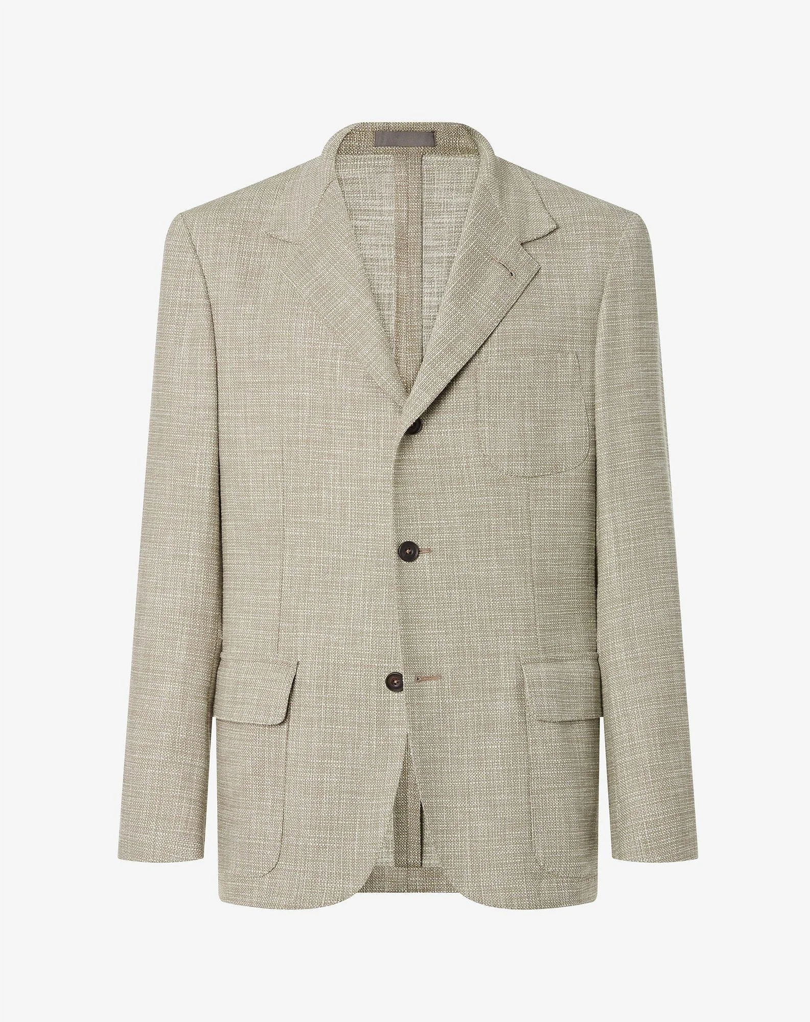 Light green wool, silk and stretch cotton jacket - 1